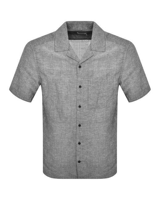 Calvin Klein Black Linen Short Sleeve Shirt for men