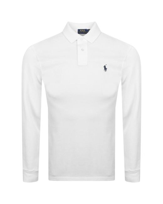 Ralph Lauren Cotton Long Sleeve Polo T Shirt in White for Men - Lyst