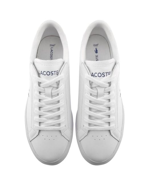 Lacoste White Powercourt 124 Leather Trainers for men