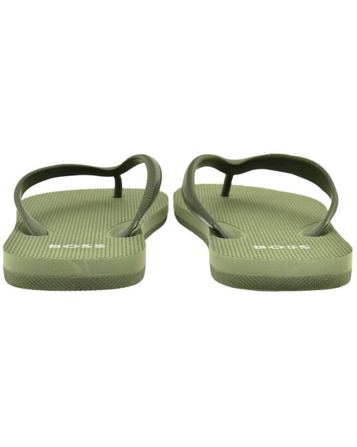 BOSS BUSINESS Green Boss Tracy Flip Flops for men
