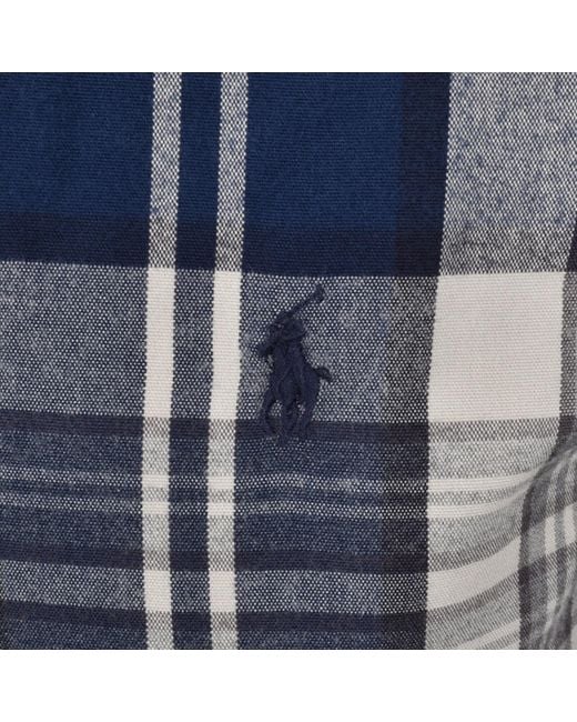 Ralph Lauren Blue Long Sleeve Check Shirt for men