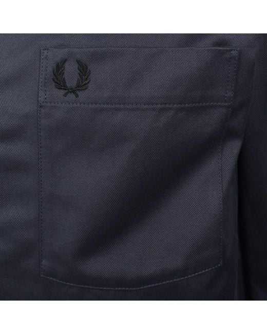 Fred Perry Blue Twill Overshirt for men