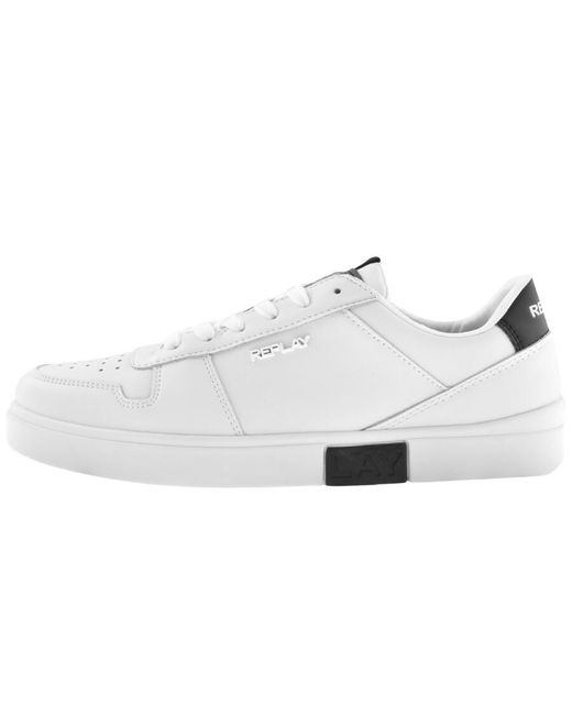 Replay White Polaris Court Trainers for men
