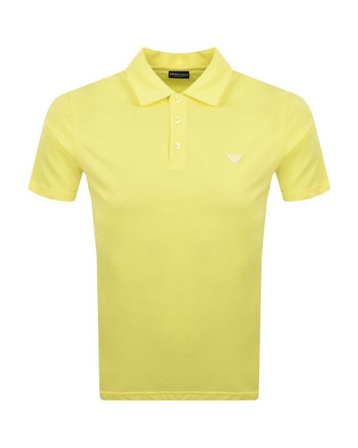 Armani Yellow Emporio Short Sleeved Polo T Shirt for men