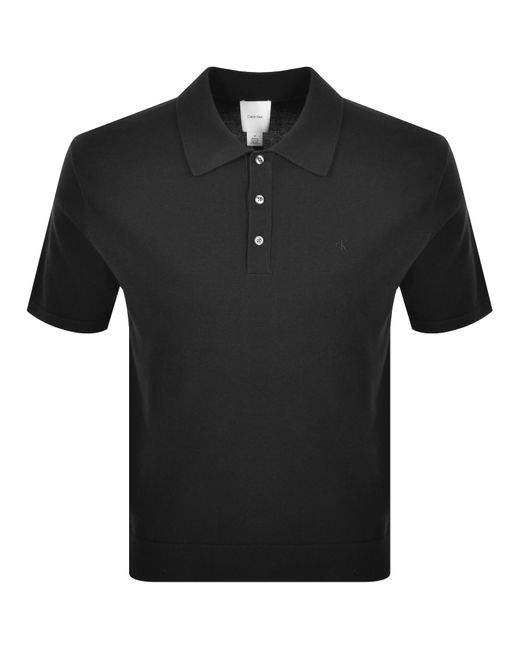 Calvin Klein Black Knitted Polo for men
