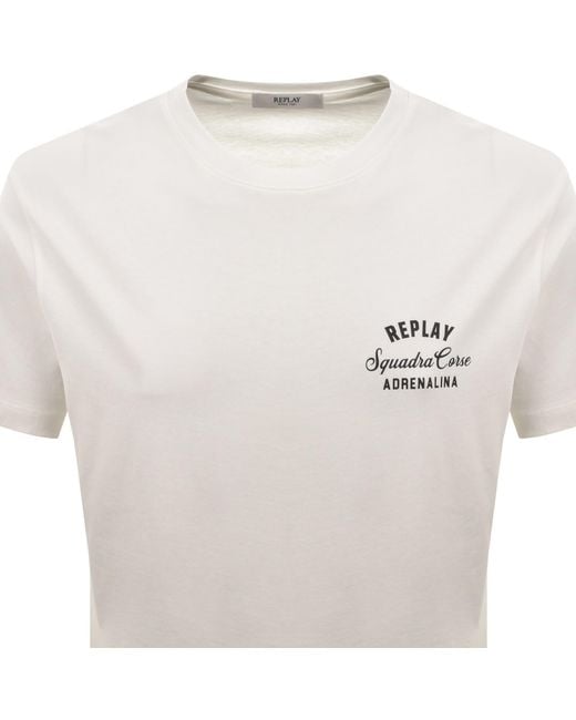 Replay White Graphic T Shirt for men