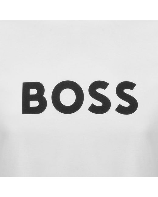 BOSS BUSINESS White Boss Beachwear Logo T Shirt for men