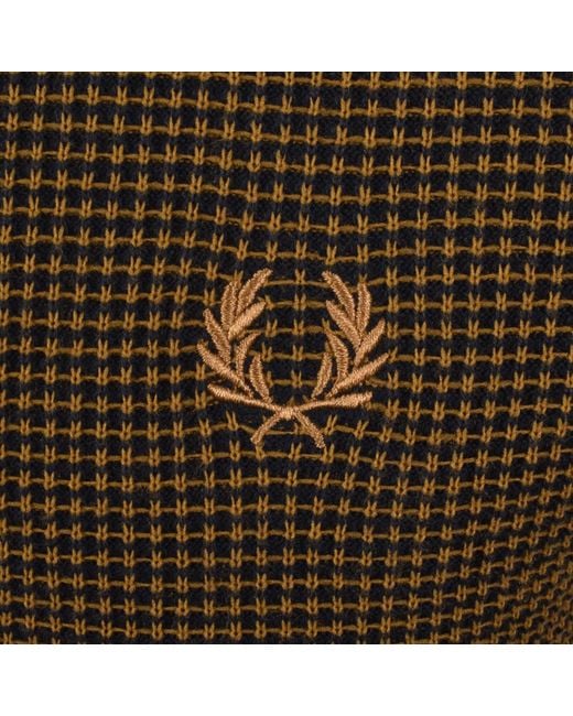 Fred Perry Green Waffle Knit Polo T Shirt for men