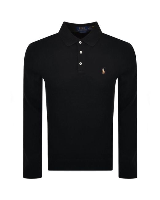 Ralph Lauren Black Long Sleeved Polo T Shirt for men