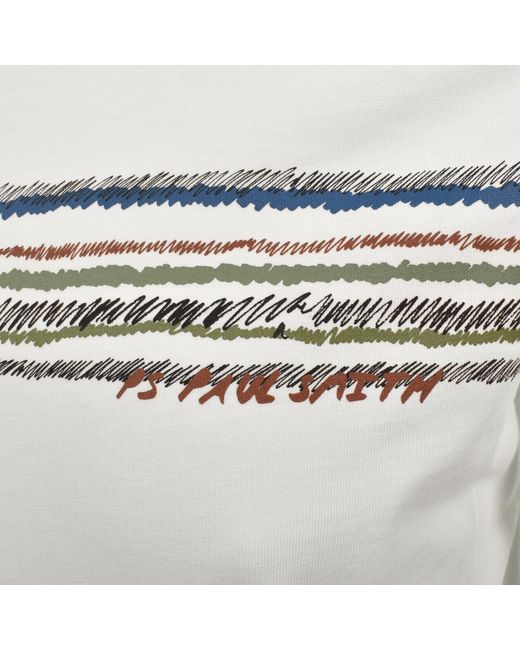 Paul Smith White Striped Regular Fit T Shirt for men