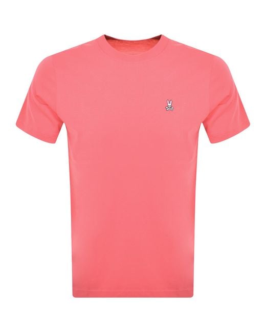 Psycho Bunny Pink Classic Crew Neck T Shirt for men