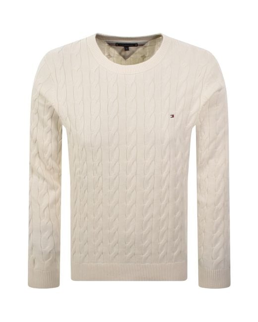 Tommy Hilfiger White Cable Knit Jumper for men