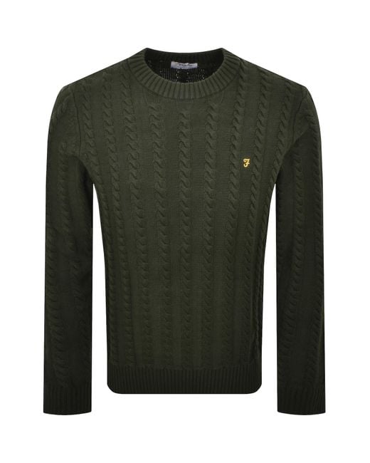 Farah Farah Knight Cable Knit Jumper Evergreen for men