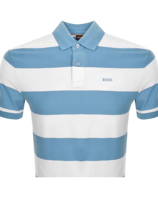 Boss Blue Boss Pale Stripe Polo T Shirt for men