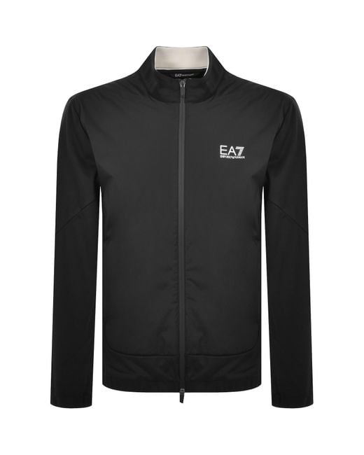 EA7 Black Full-Zip Nylon Panel Sweatshirt for men