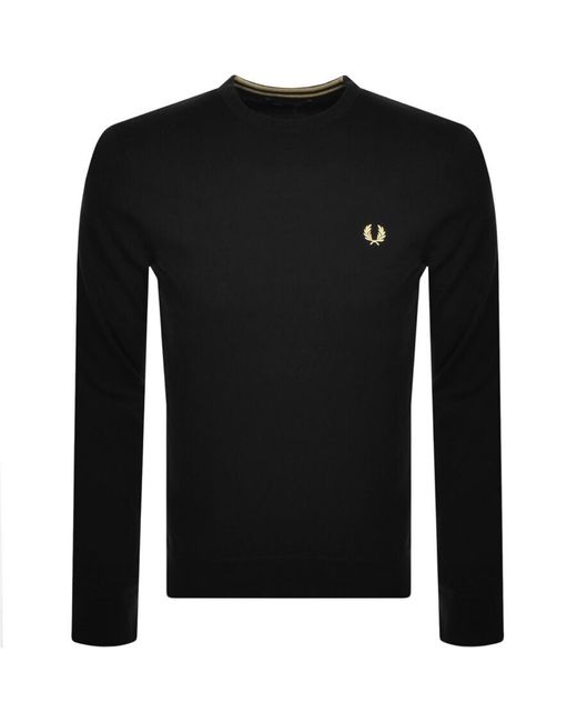Fred Perry Black Crew Neck Knit Jumper for men