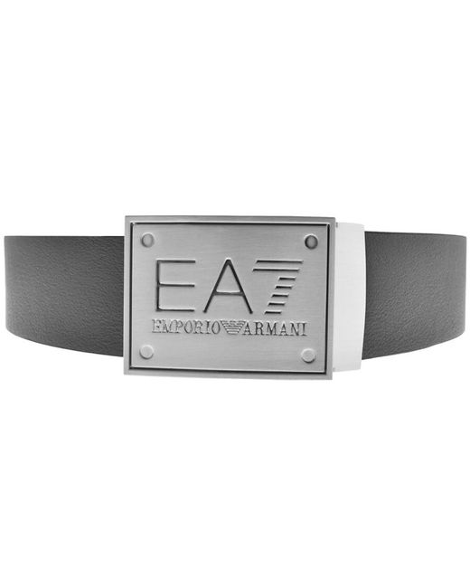 EA7 Gray Emporio Armani Reversible Logo Belt Black for men