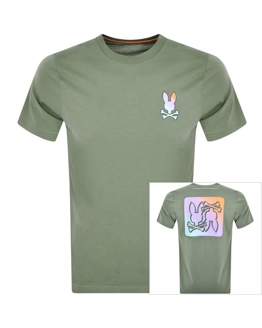 Psycho Bunny Green Palm Springs Graphic T Shirt for men