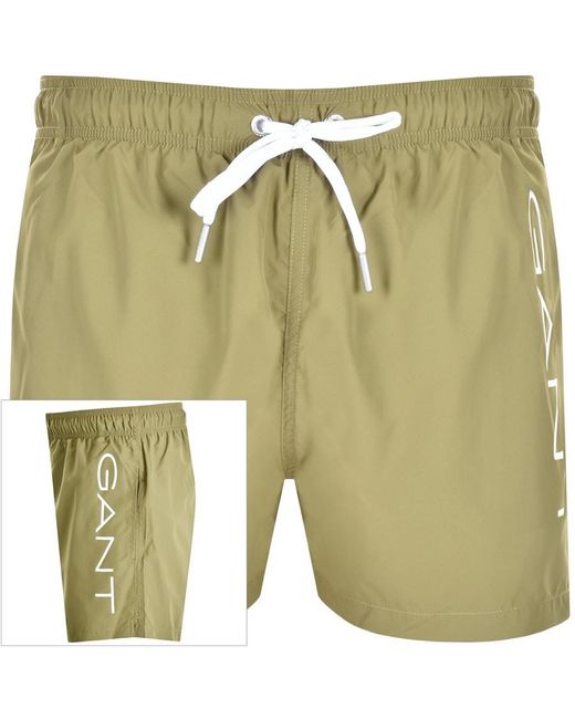 GANT Synthetic Lightweight Logo Swim Shorts in Khaki (Green) for Men | Lyst