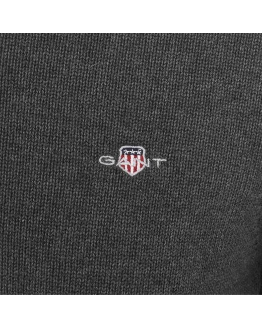 Gant Gray Classic Casual Half Zip Knit Jumper for men