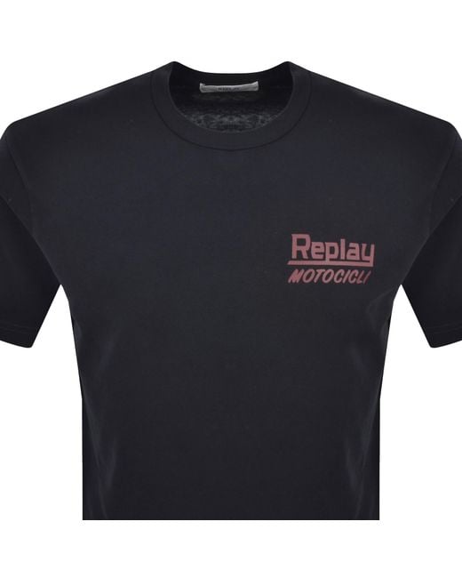 Replay Blue Logo T Shirt for men