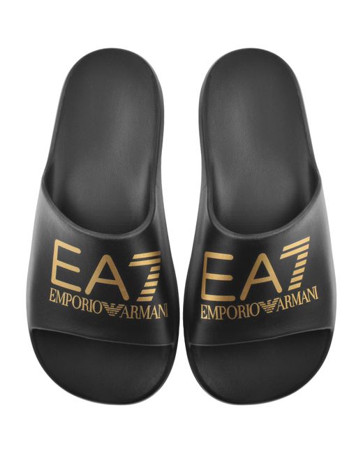 EA7 Black Emporio Armani Beach Sliders for men