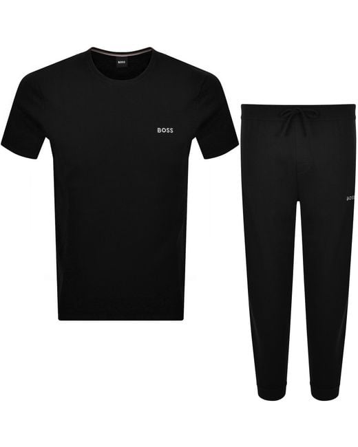 BOSS BUSINESS Black Boss Waffle Long Set for men