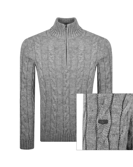 Superdry Gray Jacob Cable Knit Jumper for men