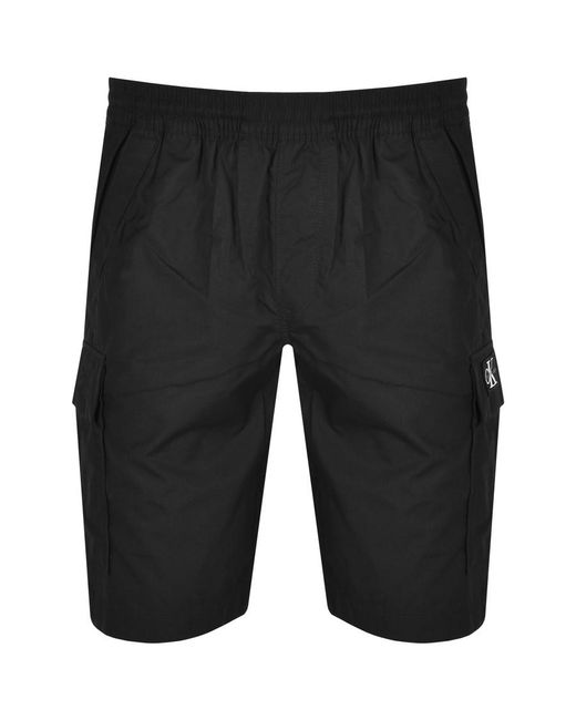 Calvin Klein Denim Jeanswoven Cargo Shorts in Black for Men | Lyst
