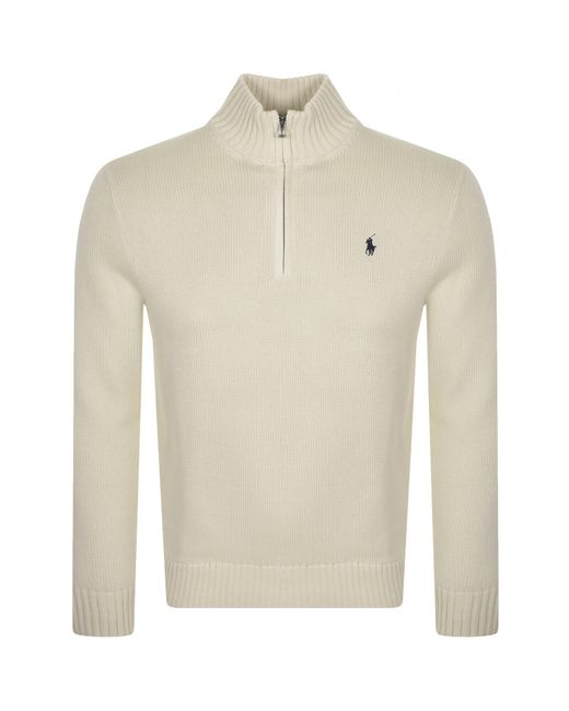 Ralph Lauren Natural Half Zip Knit Jumper for men
