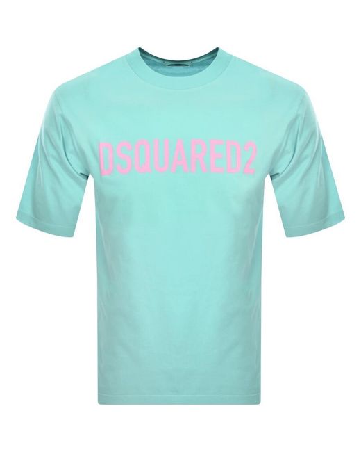 DSquared² Blue Loose Fit T Shirt Light for men