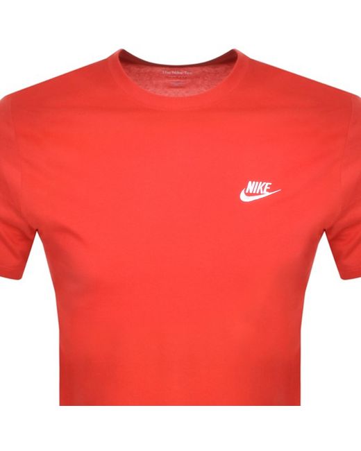 Nike Red Crew Neck Club T Shirt for men