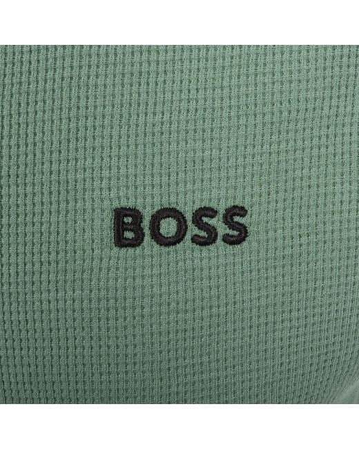 BOSS BUSINESS Green Boss Waffle T Shirt Open for men
