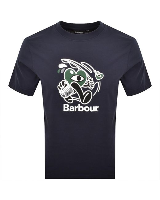 Barbour Blue X Mull Gone Fishing T Shirt for men