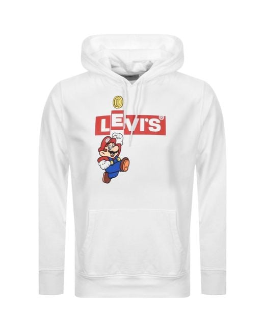 Levi's X Nintendo Super Mario Logo Hoodie in White for Men | Lyst UK