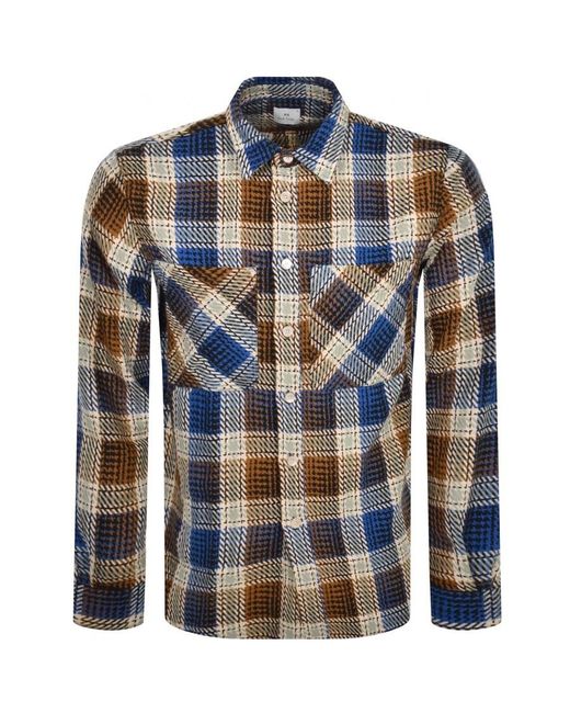 Paul Smith Blue Checked Long Sleeve Shirt for men