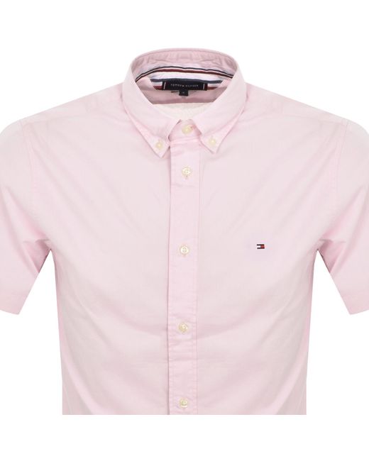 Tommy Hilfiger Pink Short Sleeve Flex Poplin Shirt for men