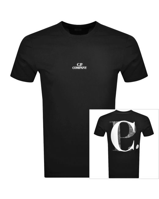 C P Company Black Cp Company Jersey Logo T Shirt for men