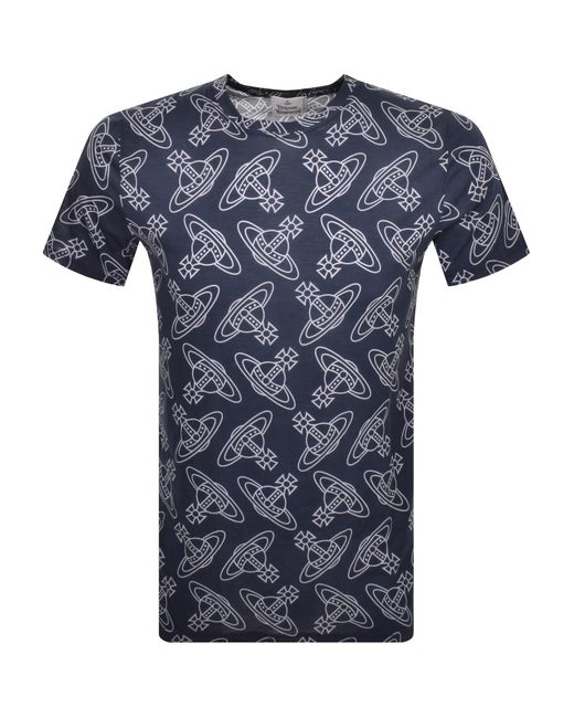 Vivienne Westwood Blue Orb Logo T Shirt for men