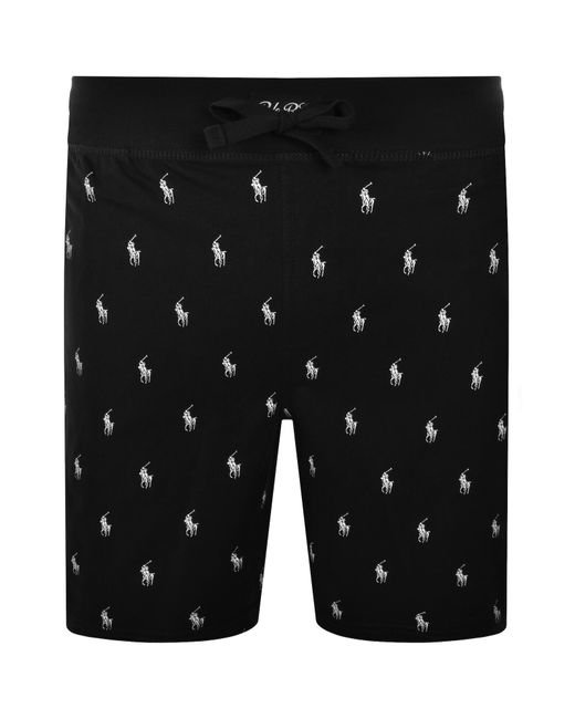 Ralph Lauren Black Patterned Lounge Shorts for men