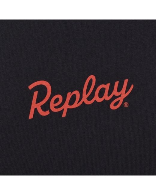 Replay Blue Graphic T Shirt Dark for men