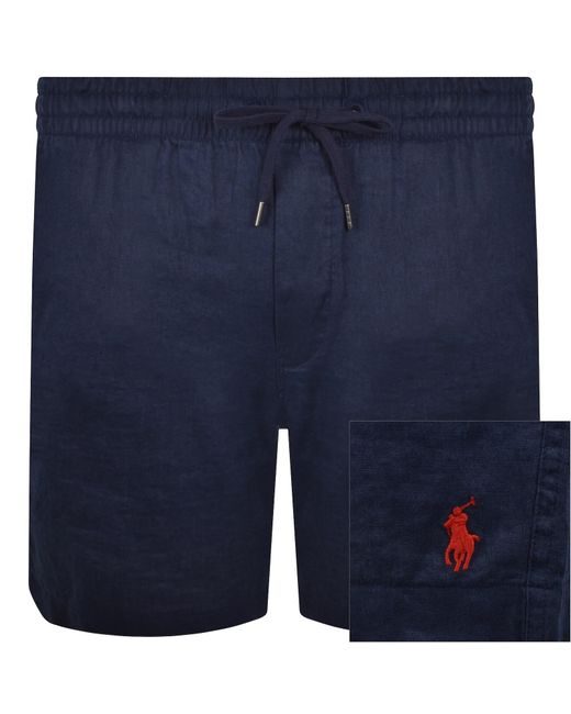 Ralph Lauren Blue Linen Prepster Shorts for men