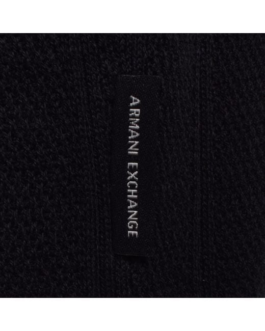 ARMANI EXCHANGE Black Knit Polo Jumper for men
