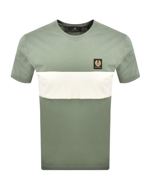 Belstaff Green Colour Block T Shirt for men