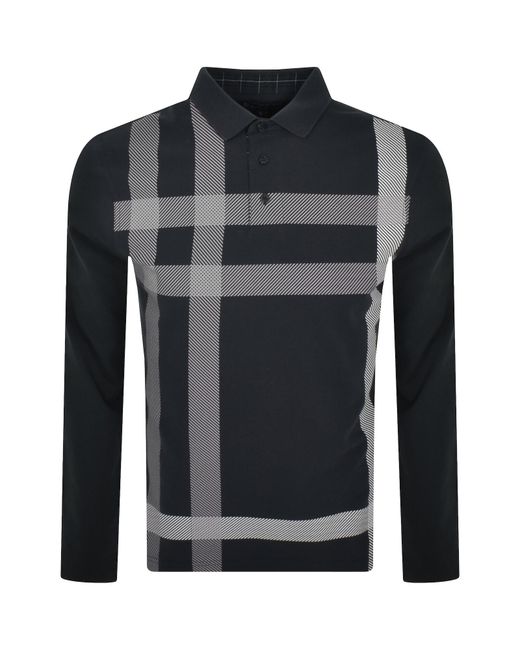 Barbour Black Blaine Long Sleeve Polo T Shirt Dark for men
