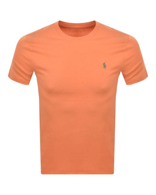 Ralph Lauren Orange Crew Neck Slim Fit T Shirt for men