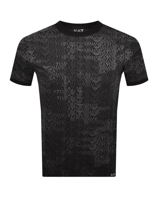 EA7 Black Emporio Armani Logo T Shirt for men