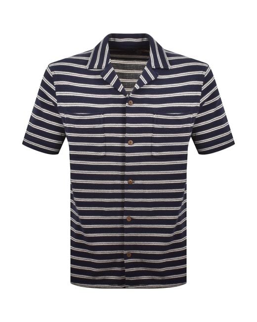Ralph Lauren Blue Knit Striped Shirt for men