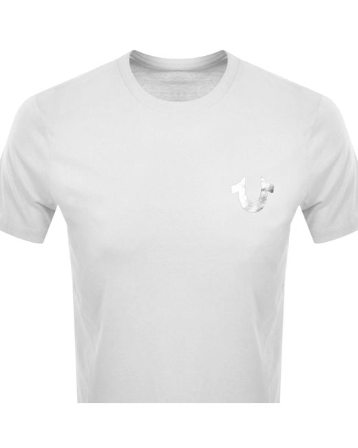 True Religion White Metallic Buddha T Shirt for men
