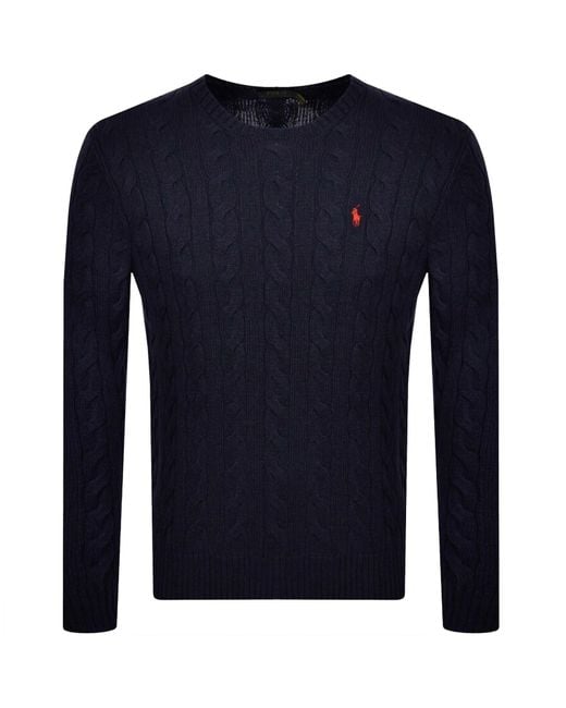 Ralph Lauren Blue Driver Crew Neck Knit Jumper for men